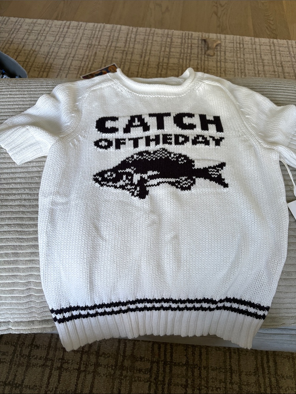 Catch of the Day White Knit Pet Fish Sweater - Free Assembly